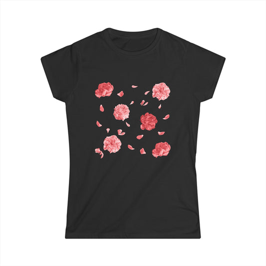 Floral Women's Softstyle Tee, Cute Casual Shirt, Floral Print Tee, Everyday Wear