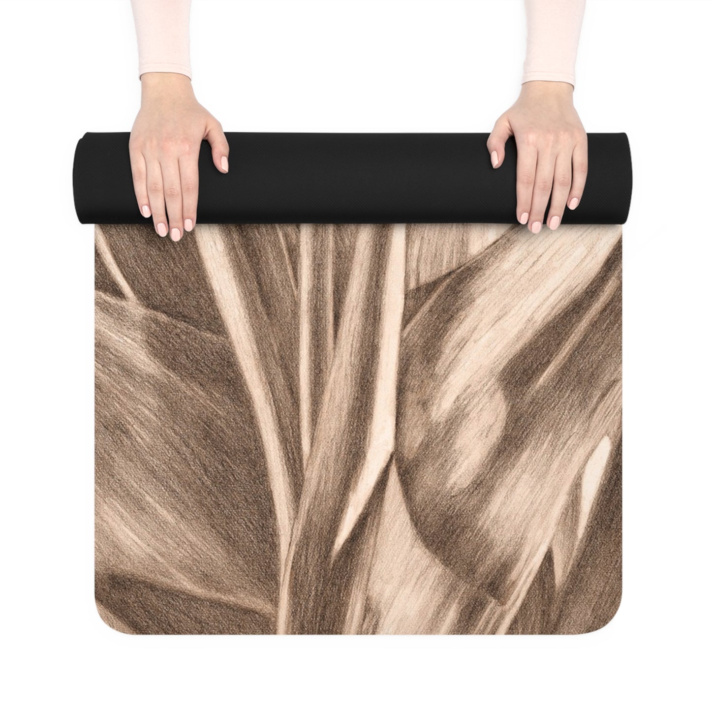 Melange Sand Floral Rubber Yoga Mat - Eco-Friendly Workout, Yoga, Meditation, Home Decor, Fitness Gift