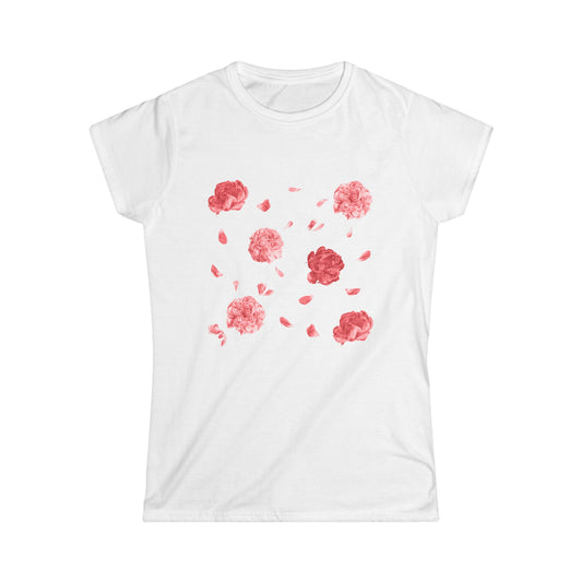 Floral Women's Softstyle Tee, Cute Casual Shirt, Floral Print Tee, Everyday Wear