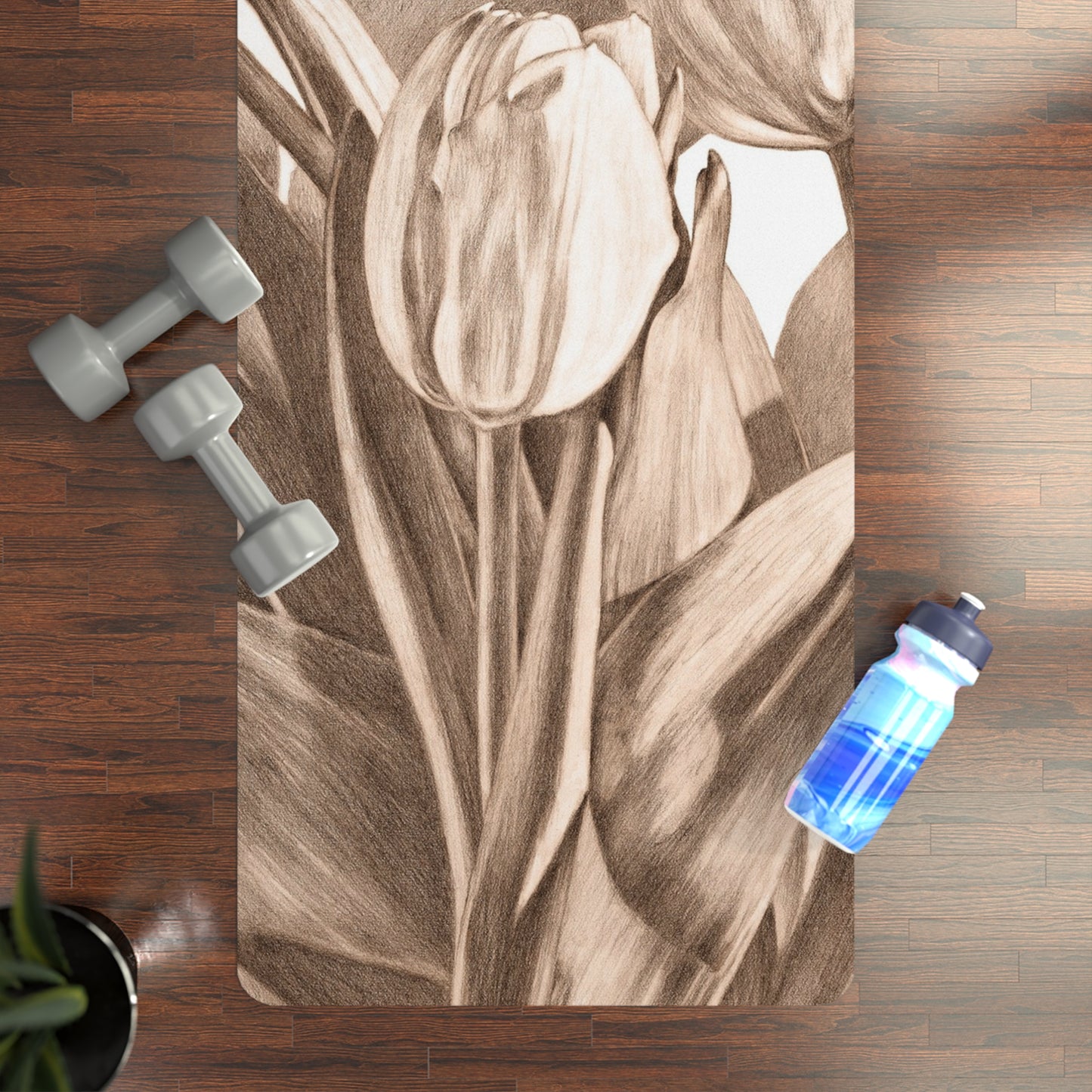 Melange Sand Floral Rubber Yoga Mat - Eco-Friendly Workout, Yoga, Meditation, Home Decor, Fitness Gift