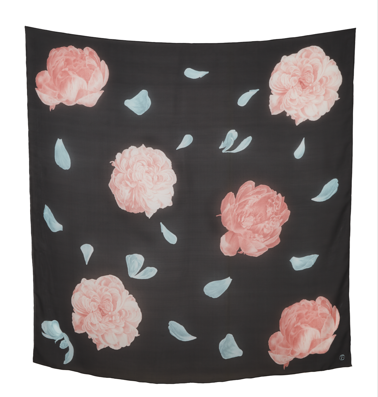 Float Coral Black Silk Scarf
