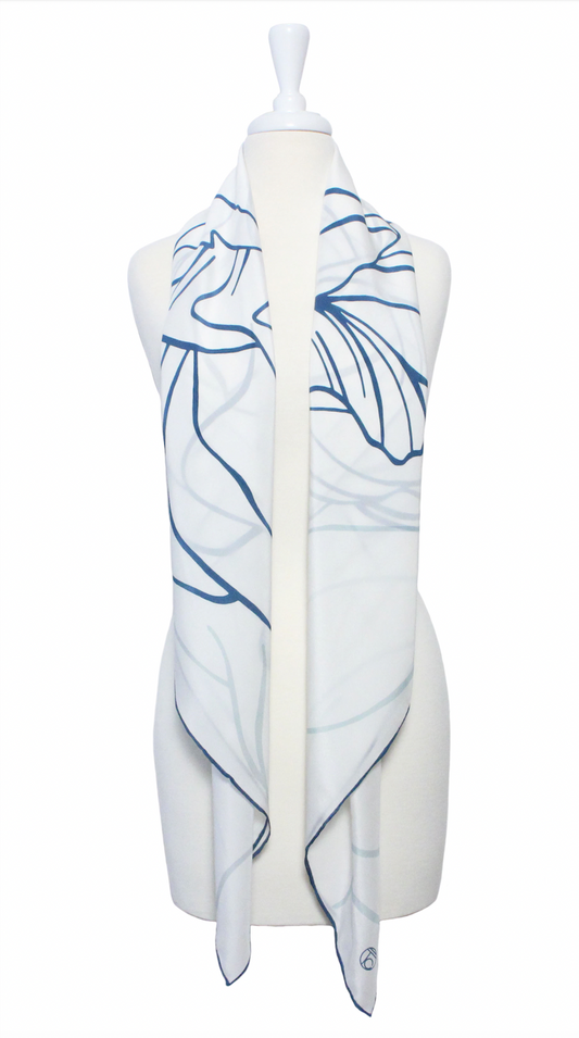 Flower Stripe Silk Scarf