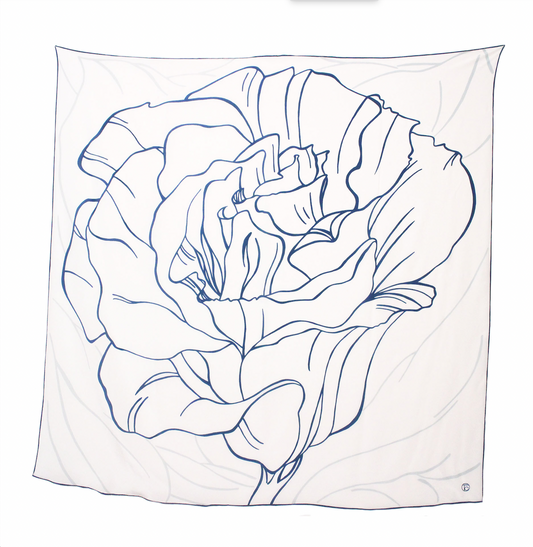 Flower Stripe Silk Scarf